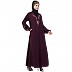 Embroidery abaya with balloon sleeves- Wine